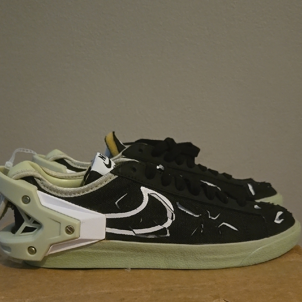 Black and White Sneakers with Green Soles